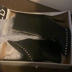 Black studded booties